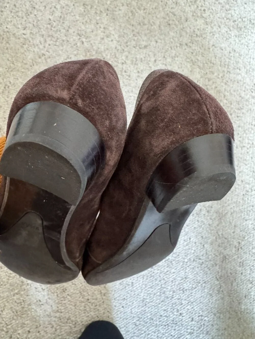 Talbots chocolate suede ballet low heel Sz 9.5 shoes with chain vamp